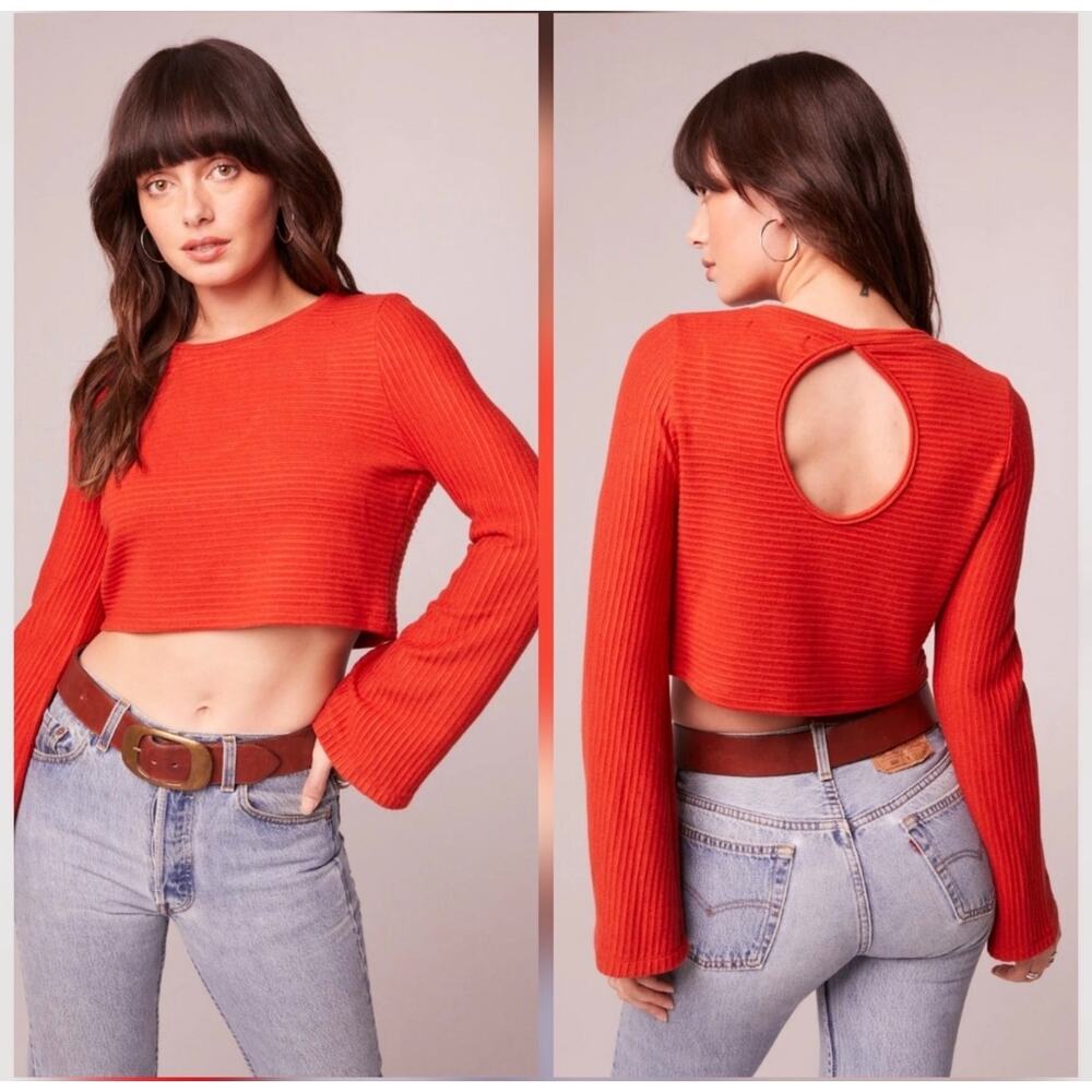 Band of the Free Alize Long Sleeve Cropped Top / Sweater in Rust, Women's Size M